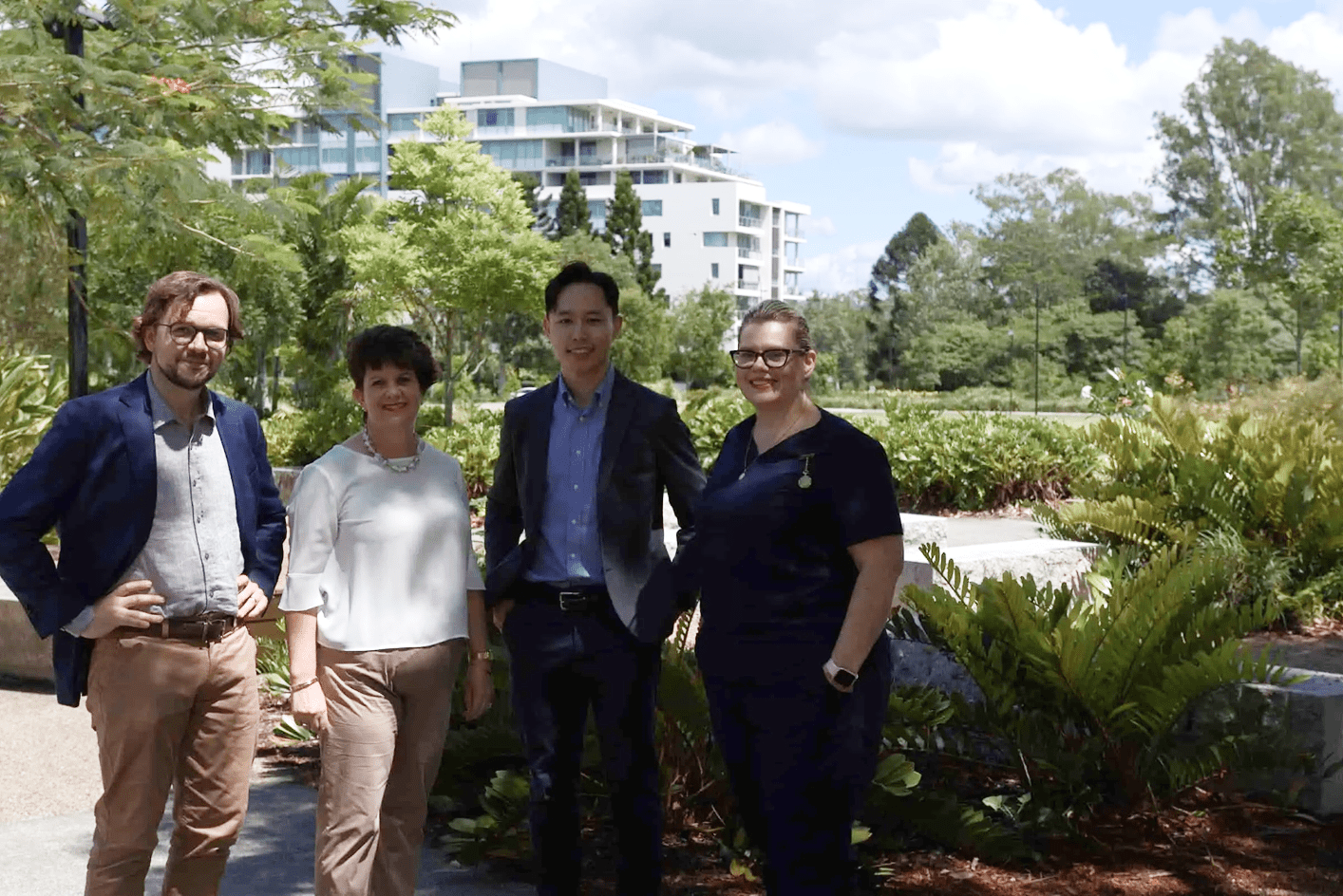 Yeerongpilly Green gardes with Sandstone clinical team - 2 men and 2 women